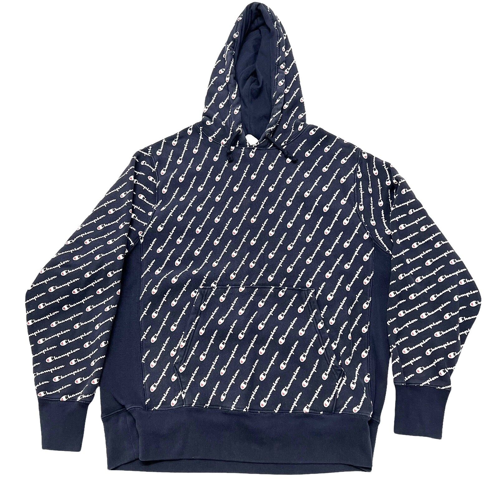 Champion all over on sale print navy hoodie