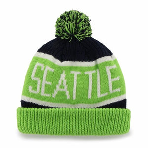 Seattle Seahawks '47 Brand NFL Calgary Cuff Knit Beanie - Navy/Lime
