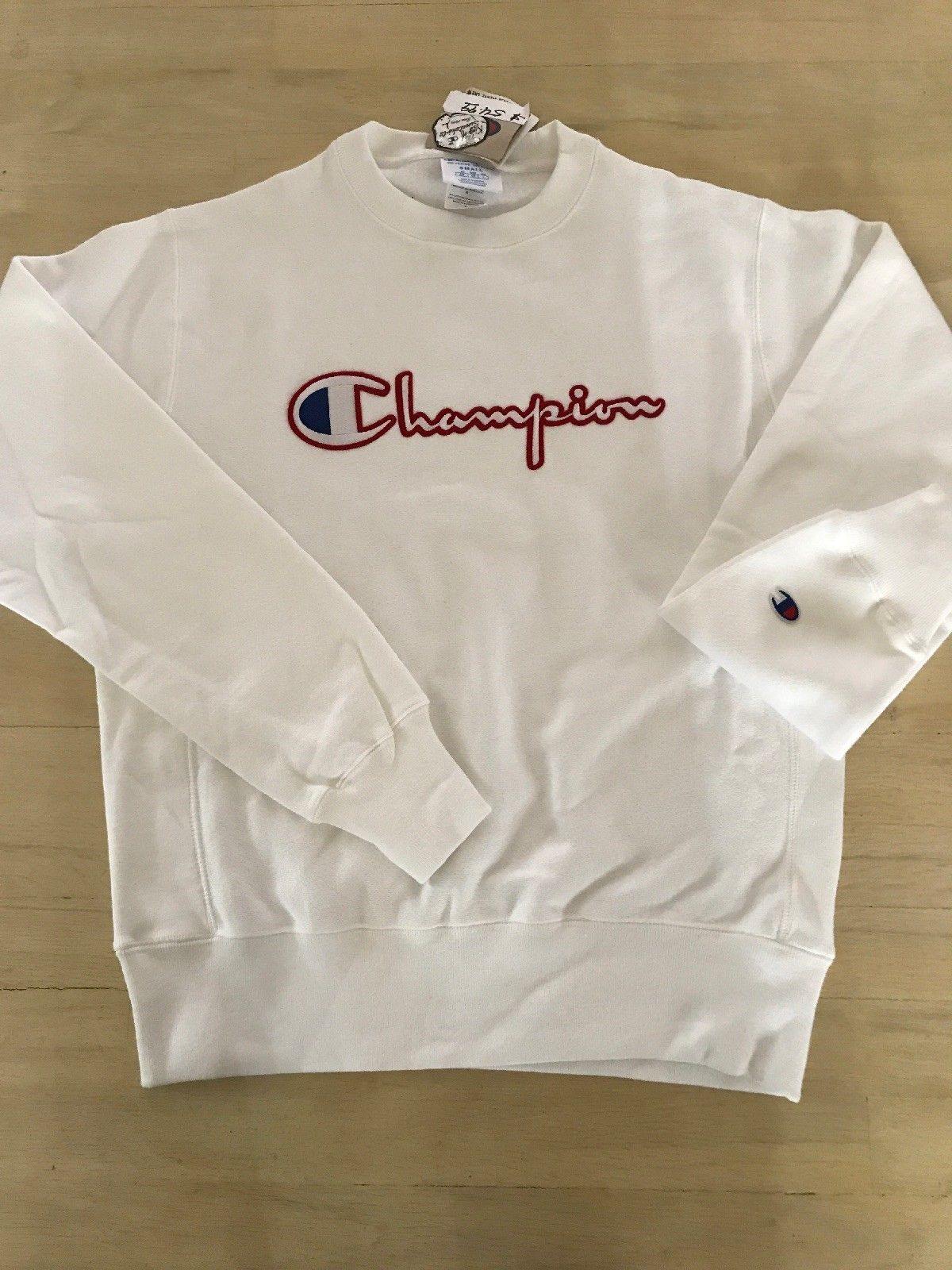 Mens White Champion Reverse Weave Pullover Sweatshirt Champion LOGO - City Limit NY