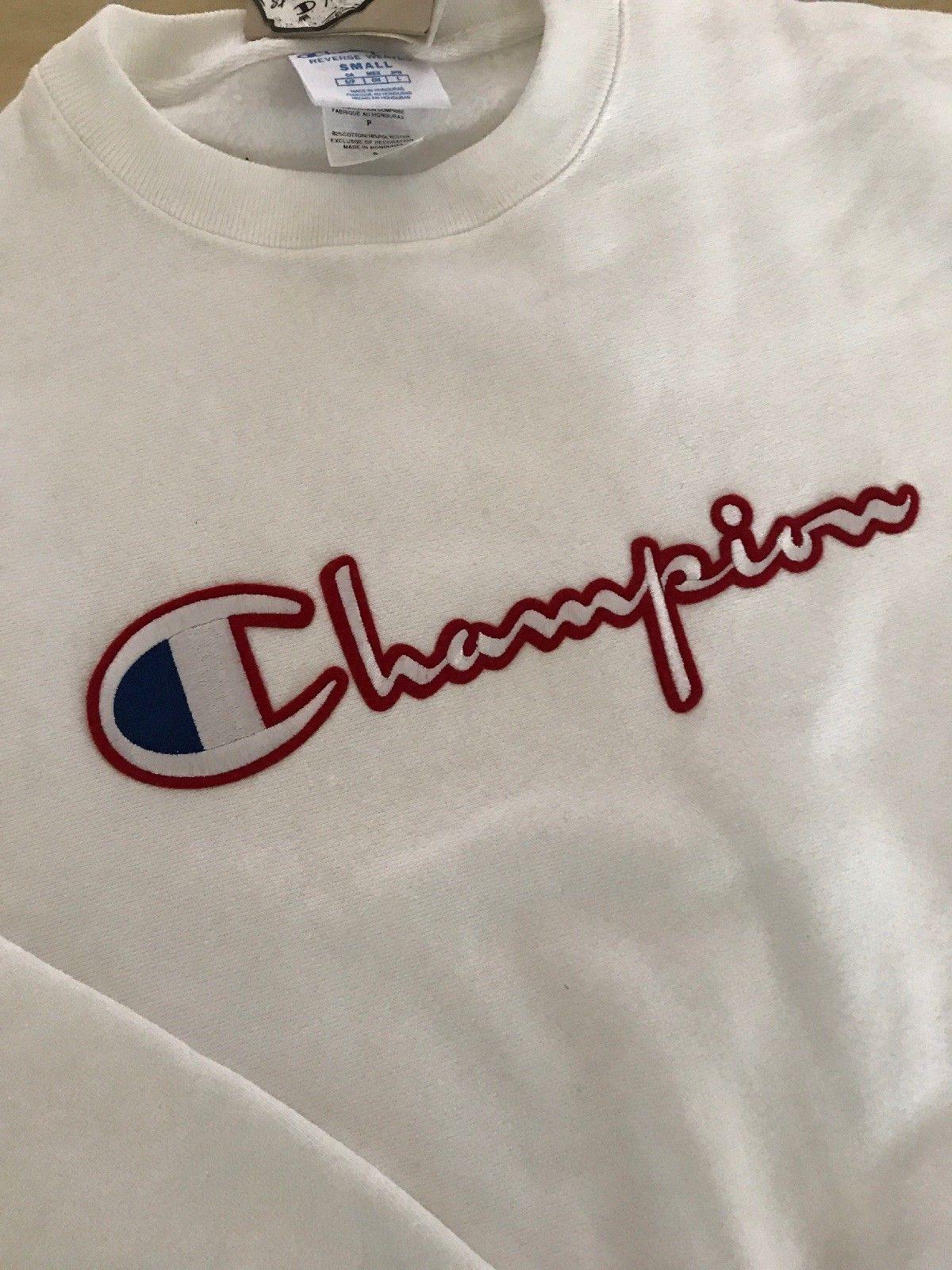 Mens White Champion Reverse Weave Pullover Sweatshirt Champion LOGO - City Limit NY